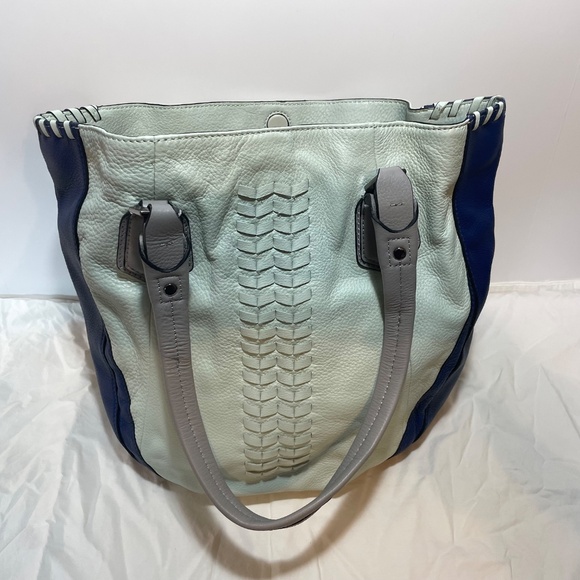 orYANY Braided Genuine Leather Tote Shopper Shoulder Handbag Grey Blue - Picture 3 of 16